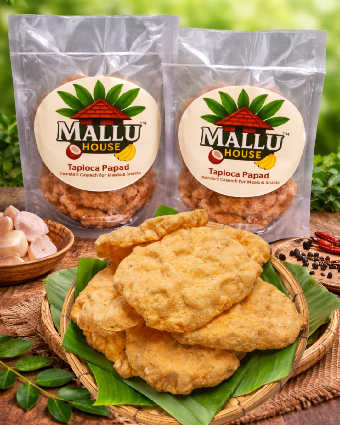 Tapioca Papad (for frying) - Fresh from Kerala